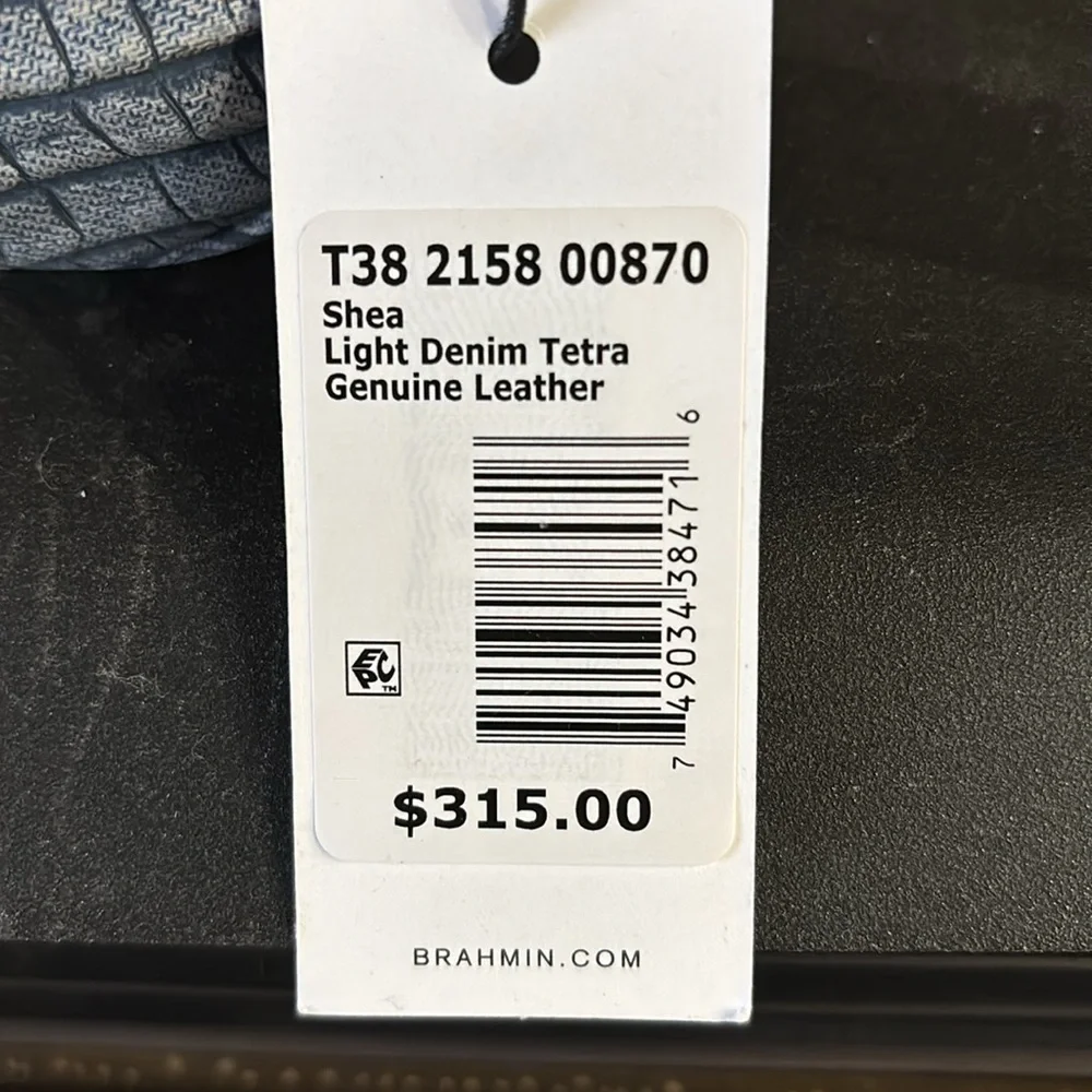 NWT RARE denim Blue Crocodile-Embossed Shea leather bag - Picture 4 of 4